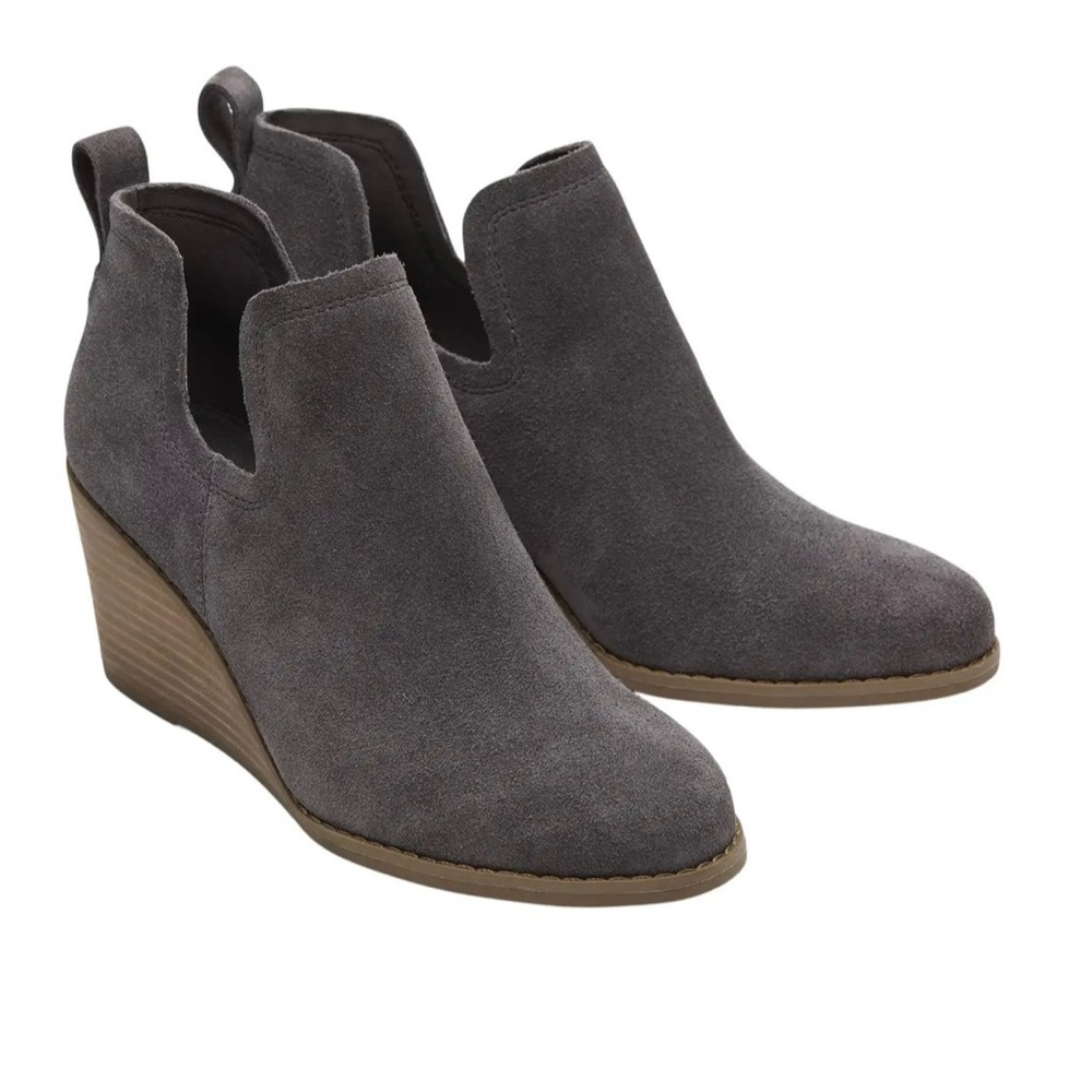 Toms Kallie Charcoal Wedge Booties - Size 7W